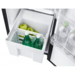 Frigo THETFORD T2152 12 V 150 L, performances de froid exceptionnelles, disponible chez Captivan, porte noire réversible.