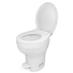 THETFORD AQUA MAGIC VI, toilettte fixe hygiénique avec chasse d'eau, disponible chez Captivan en modèle haut ou bas.