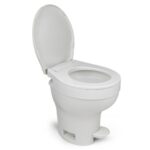 THETFORD AQUA MAGIC VI, toilettte fixe hygiénique avec chasse d'eau, disponible chez Captivan en modèle haut ou bas.