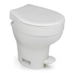 THETFORD AQUA MAGIC VI, toilettte fixe hygiénique avec chasse d'eau, disponible chez Captivan en modèle haut ou bas.