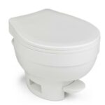 THETFORD AQUA MAGIC VI, toilettte fixe hygiénique avec chasse d'eau, disponible chez Captivan en modèle haut ou bas.