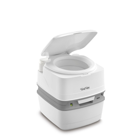 THETFORD PORTA POTTI QUBE 365 chez Captivan : WC chimique portable grande capacité, parfait pour bateaux et camping-cars familiaux.