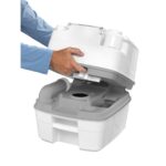 THETFORD PORTA POTTI QUBE 365 chez Captivan : WC chimique portable grande capacité, parfait pour bateaux et camping-cars familiaux.