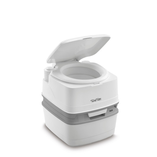 THETFORD PORTA POTTI QUBE 165 de Captivan, WC chimique portable idéal pour bateaux et camping-cars, compact et pratique.