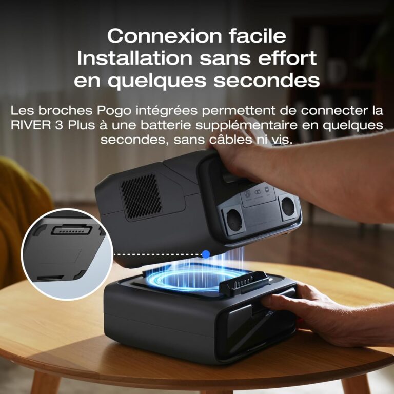 demonstration de l'emboitage de la batterie nomade Ecoflow River 3 Max